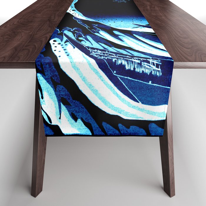 Midnight Great Wave: Enigmatic Depths Table Runner