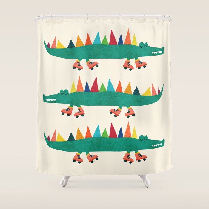 Crocodile On Roller Skates Shower Curtain