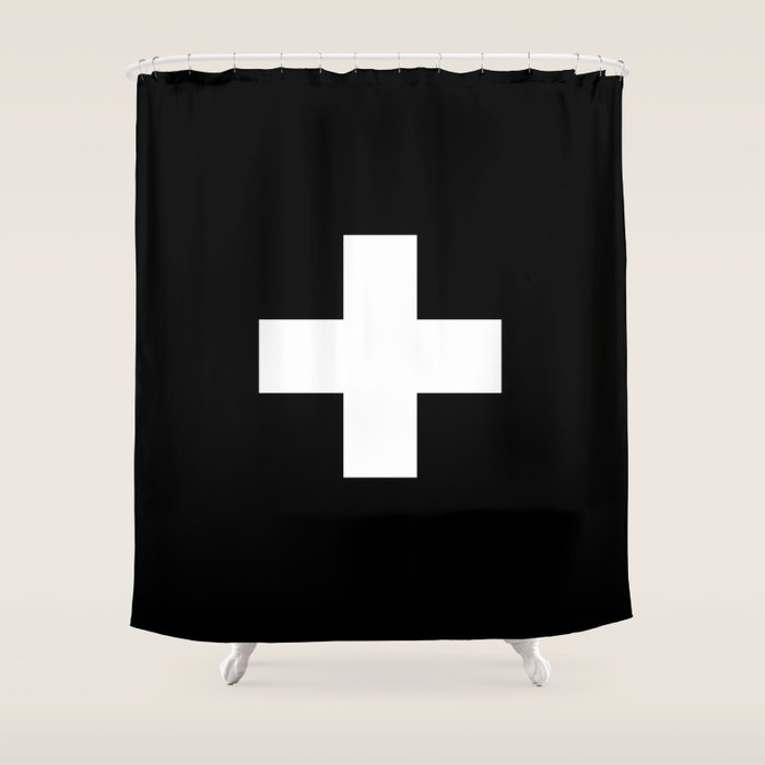 Swiss Cross Black And White Scandinavian Design For Minimalism Home Room Wall Decor Art Apartment Shower Curtain