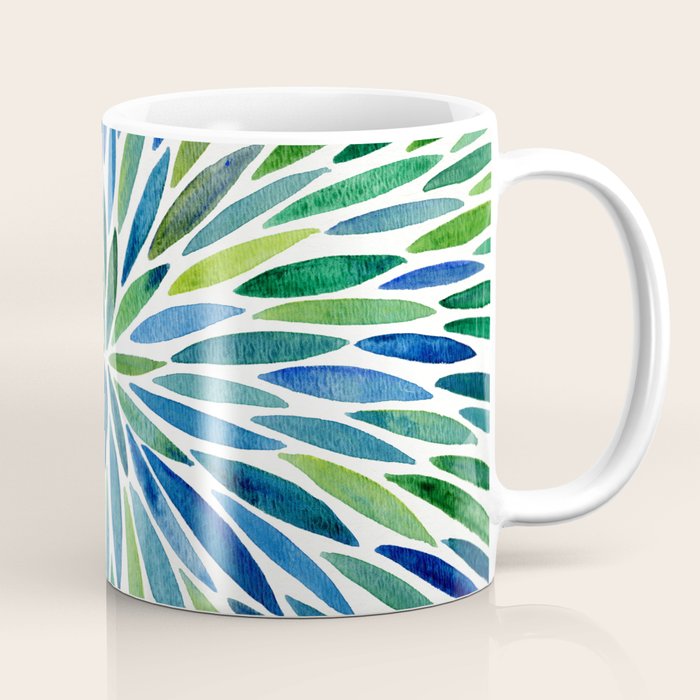 Watercolor Burst - Blue & Green Coffee Mug