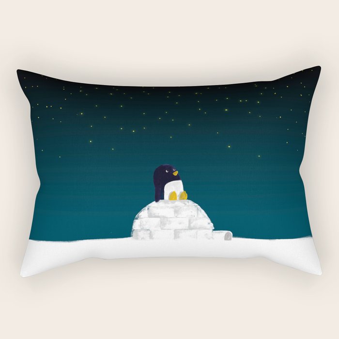 Star Gazing - Penguin'S Dream Of Flying Rectangular Pillow