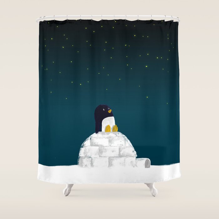 Star Gazing - Penguin'S Dream Of Flying Shower Curtain