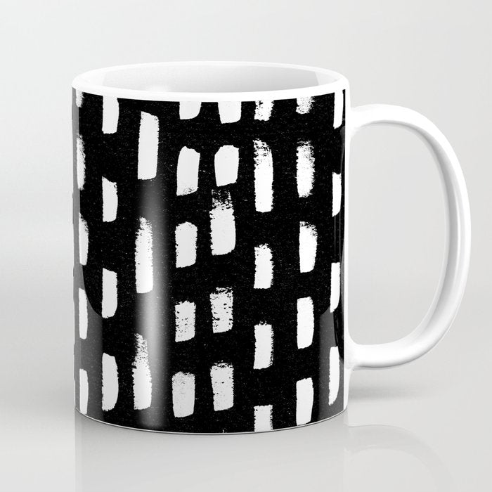 Artistic Modern Black White Paint Brushstrokes Coffee Mug