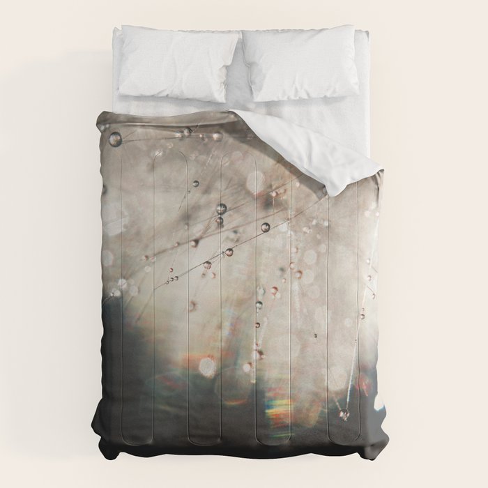 Dandelion Silver And Black Rainbow Sparkle Comforter