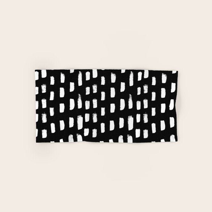 Artistic Modern Black White Paint Brushstrokes Bath Towel