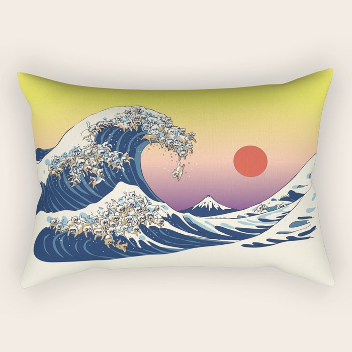 The Great Wave Of  Cat Rectangular Pillow
