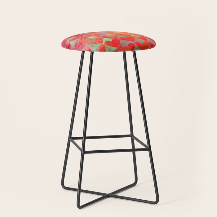 Love Overload, Maximalist Color Pop Red Graphic Hearts, Valentine'S Day Passion Colorful Stool