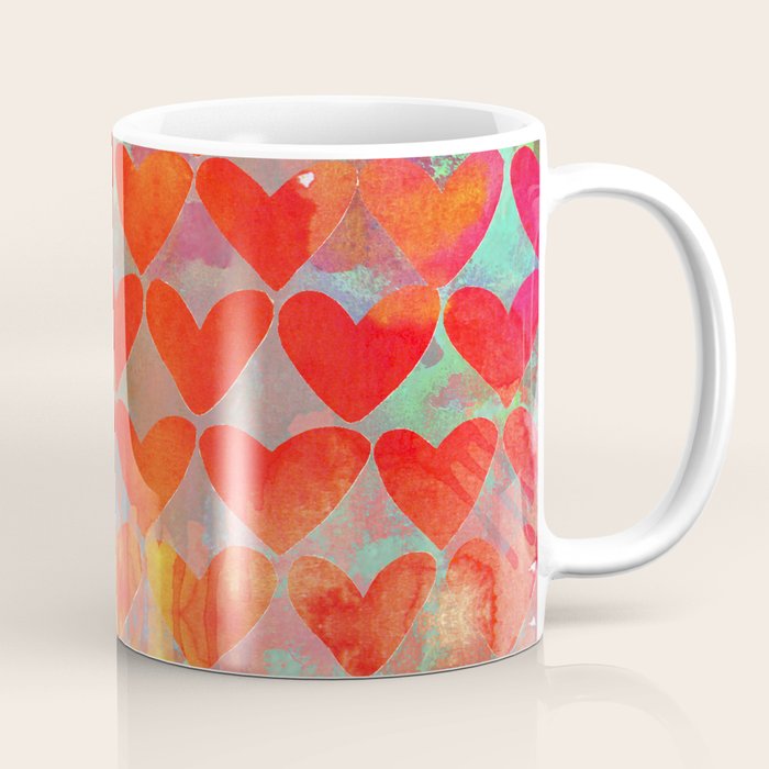 Love Overload, Maximalist Color Pop Red Graphic Hearts, Valentine'S Day Passion Colorful Coffee Mug