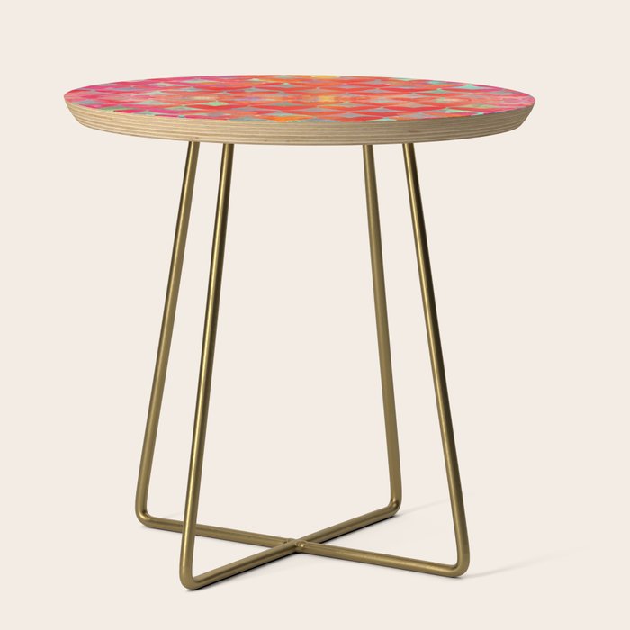 Love Overload, Maximalist Color Pop Red Graphic Hearts, Valentine'S Day Passion Colorful Side Table