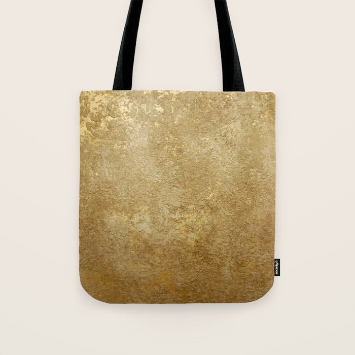 Gold Rush, Golden Shimmer Texture, Exotic Metallic Shine Graphic Design Tote Bag