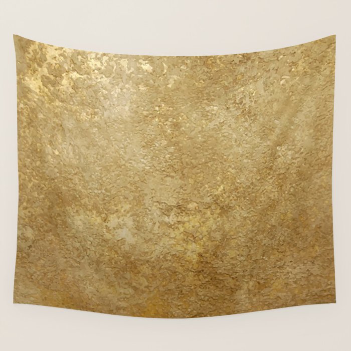 Gold Rush, Golden Shimmer Texture, Exotic Metallic Shine Graphic Design Wall Tapestry