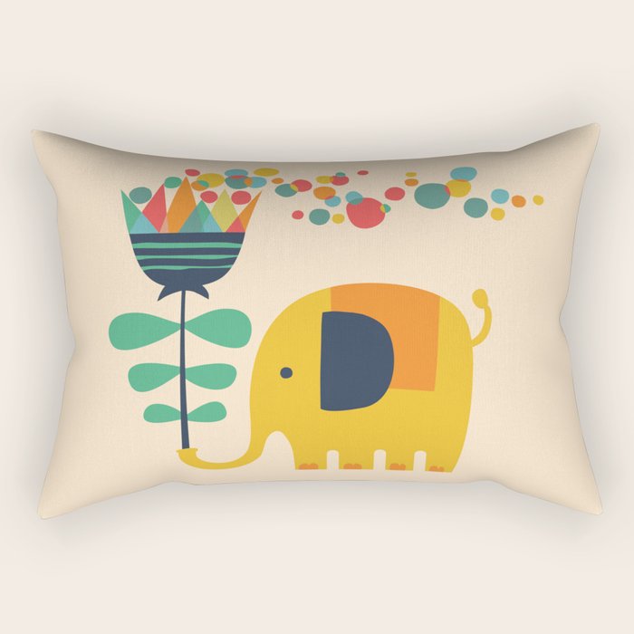 Elephant With Giant Flower Rectangular Pillow