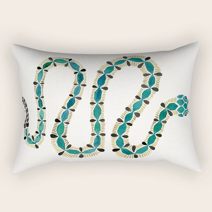 Emerald & Gold Serpent Rectangular Pillow