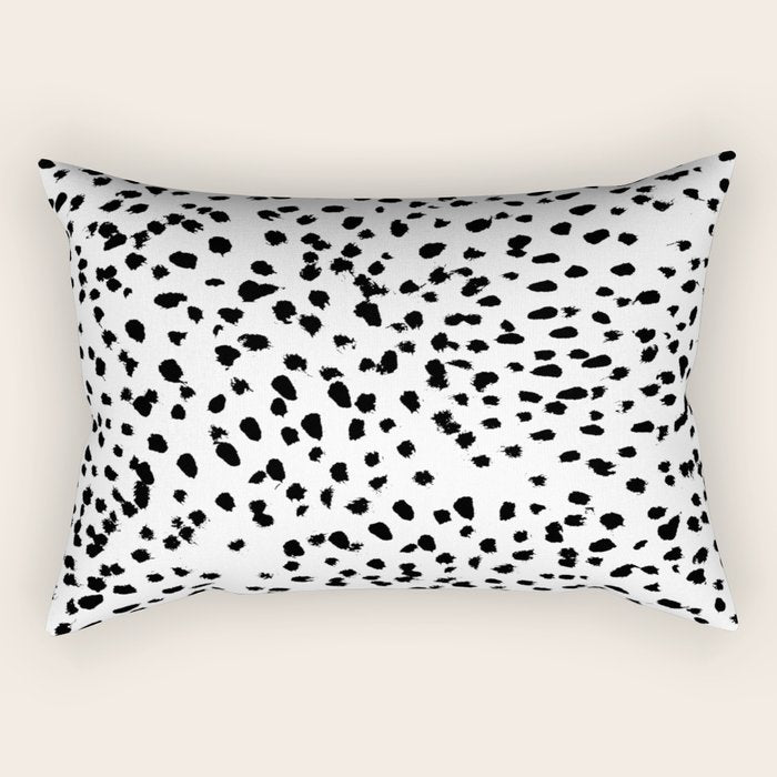 Nadia - Black And White, Animal Print, Dalmatian Spot, Spots, Dots, Bw Rectangular Pillow