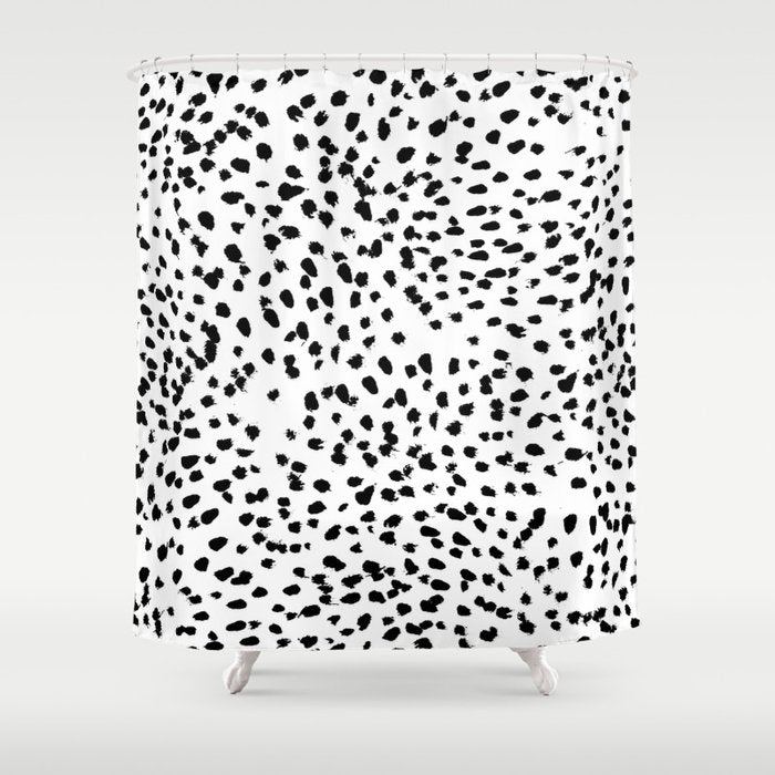 Nadia - Black And White, Animal Print, Dalmatian Spot, Spots, Dots, Bw Shower Curtain