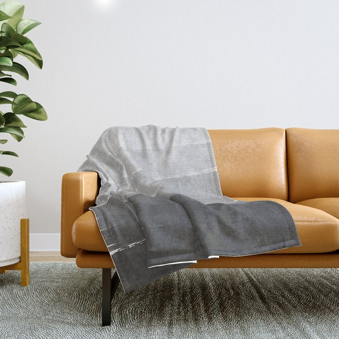 Brushstroke - Ombre Grey, Charcoal, Minimal, Monochrome, Black And White, Trendy,  Painterly Art  Throw Blanket