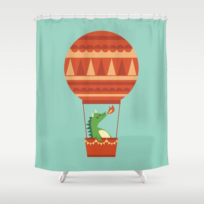 Dragon On Hot Air Balloon Shower Curtain