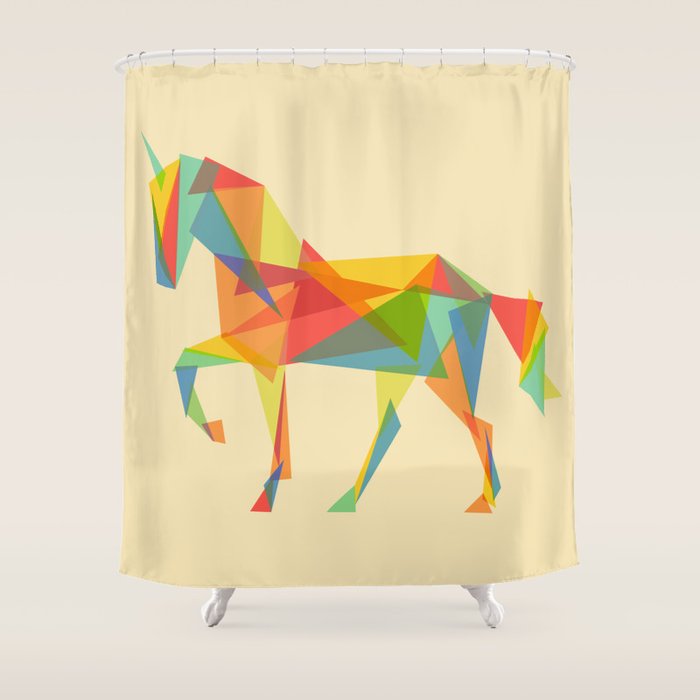 Fractal Geometric Unicorn Shower Curtain