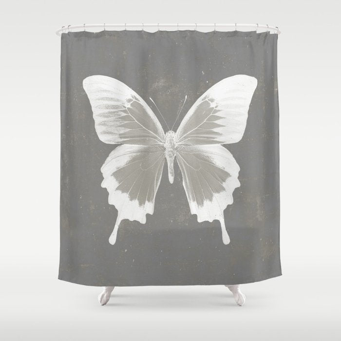 Butterfly On Grunge Surface Shower Curtain