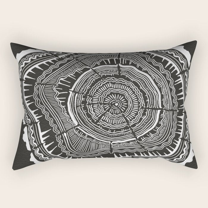 Growth Rings - 65 Years - Black Rectangular Pillow
