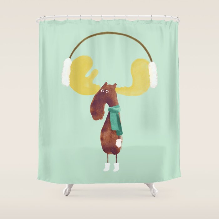 This Moose Is Ready For Winter Shower Curtain