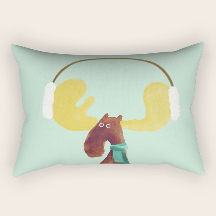 This Moose Is Ready For Winter Rectangular Pillow