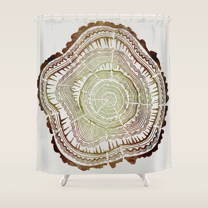 Tree Rings - Watercolor Ombre Shower Curtain