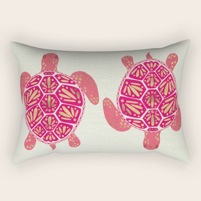 Sea Turtle In Pink & Gold Rectangular Pillow