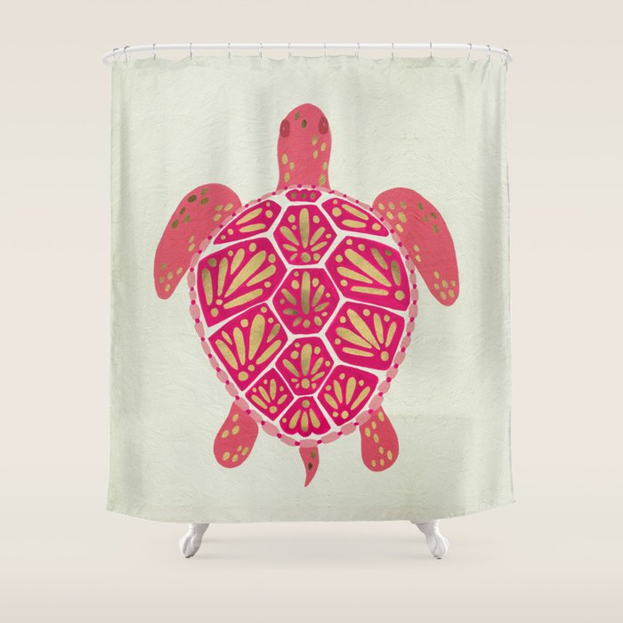 Sea Turtle In Pink & Gold Shower Curtain