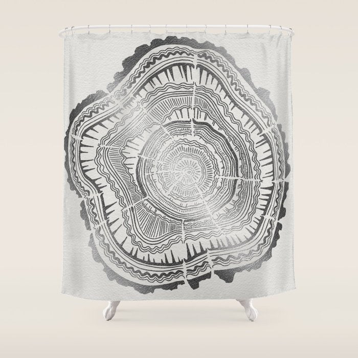 Growth Rings - 65 Years - Silver Shower Curtain