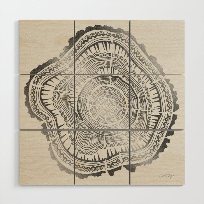 Growth Rings - 65 Years - Silver Wood Wall Art