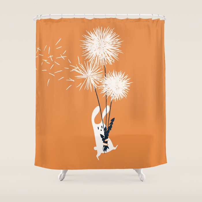 Bunny And Dandelion Bouquet Shower Curtain