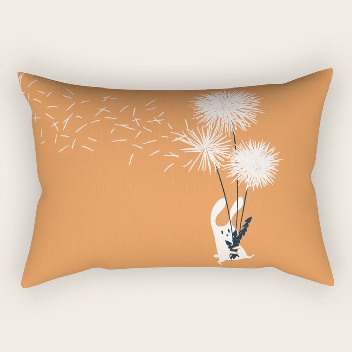 Bunny And Dandelion Bouquet Rectangular Pillow