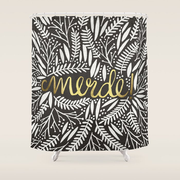Pardon My French - Gold On Black Shower Curtain