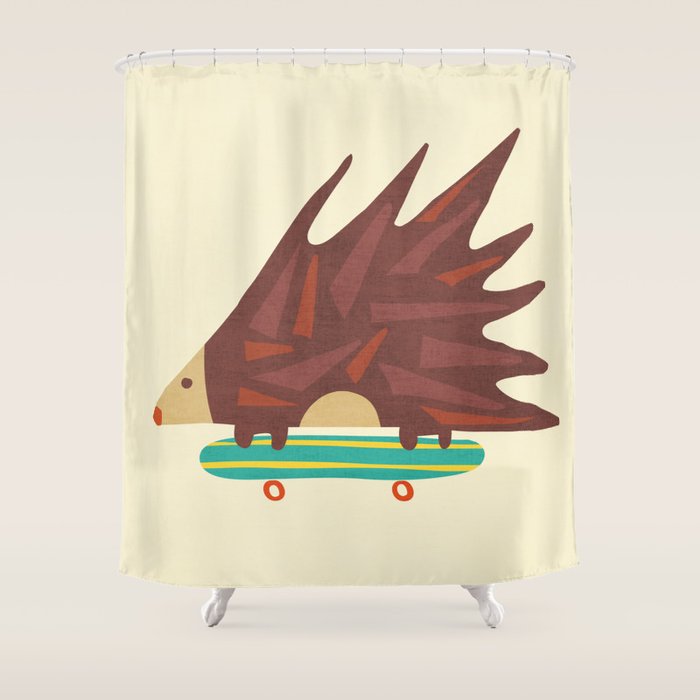 Hedgehog In Hair Raising Speed Shower Curtain