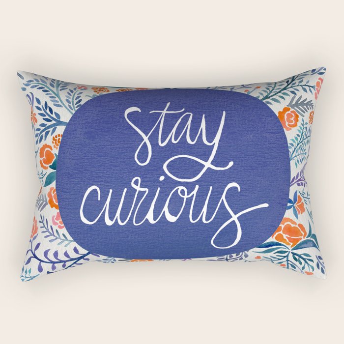 Stay Curious - Navy & Coral Rectangular Pillow