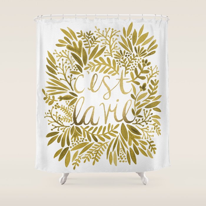 That'S Life - Gold On Gold Shower Curtain