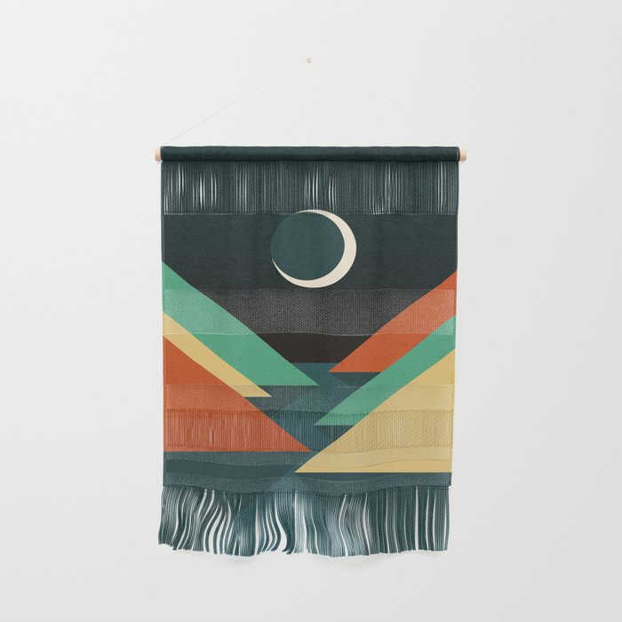 Quiet Stream Under Crescent Moon Wall Hanging
