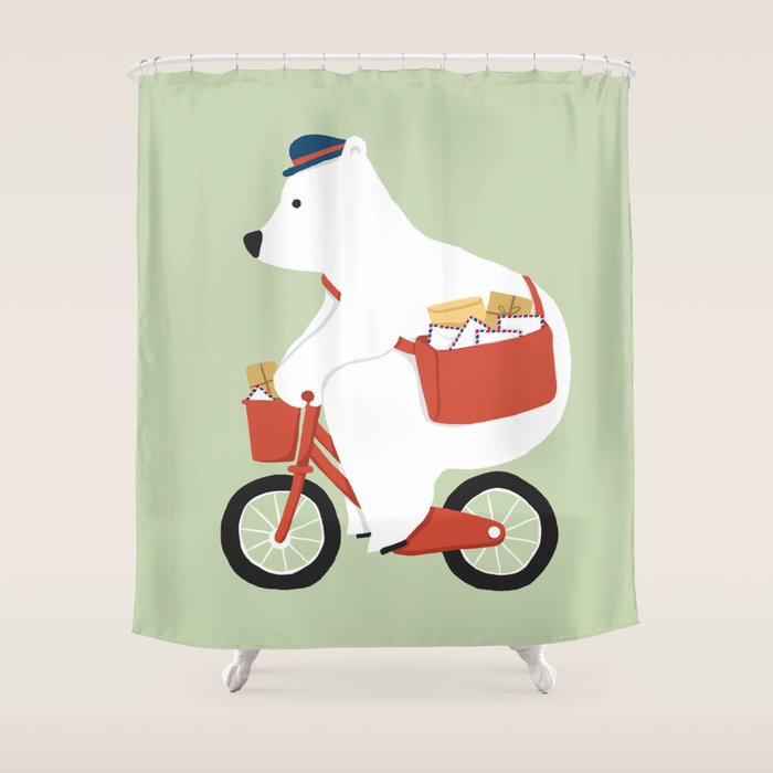 Polar Bear Postal Express Shower Curtain