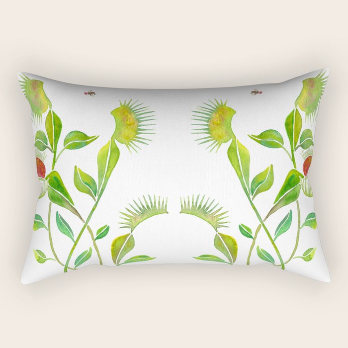 Venus Fly Trap Watercolor Rectangular Pillow