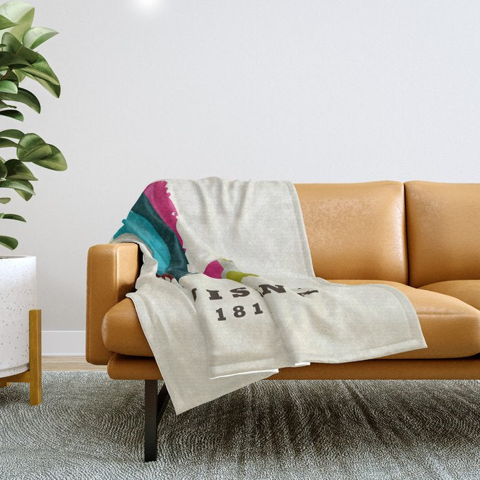 Louisiana State Map Modern Throw Blanket