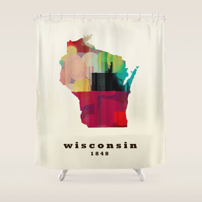 Wisconsin State Map Modern Shower Curtain