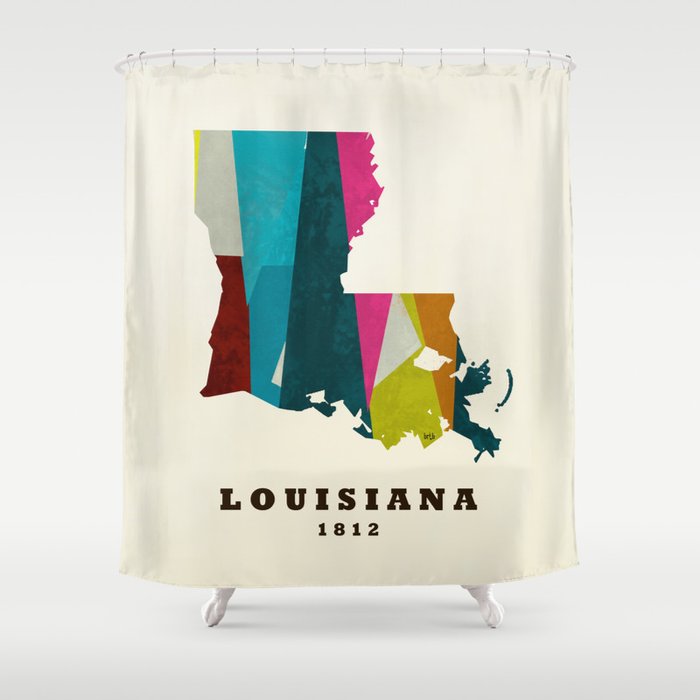 Louisiana State Map Modern Shower Curtain