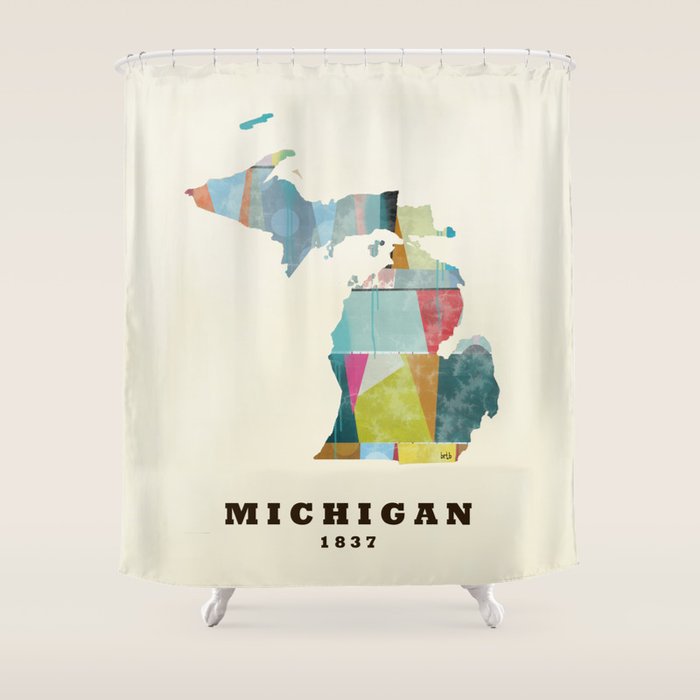 Michigan  State Map Modern Shower Curtain