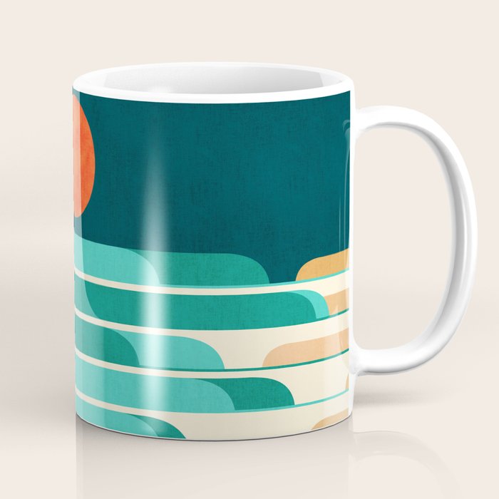 Chasing Wave Under The Red Moon Coffee Mug