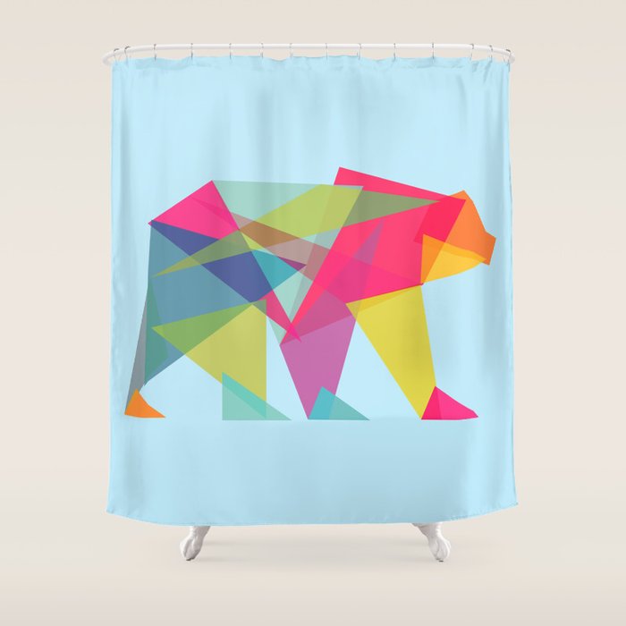 Fractal Bear - Neon Colorways Shower Curtain