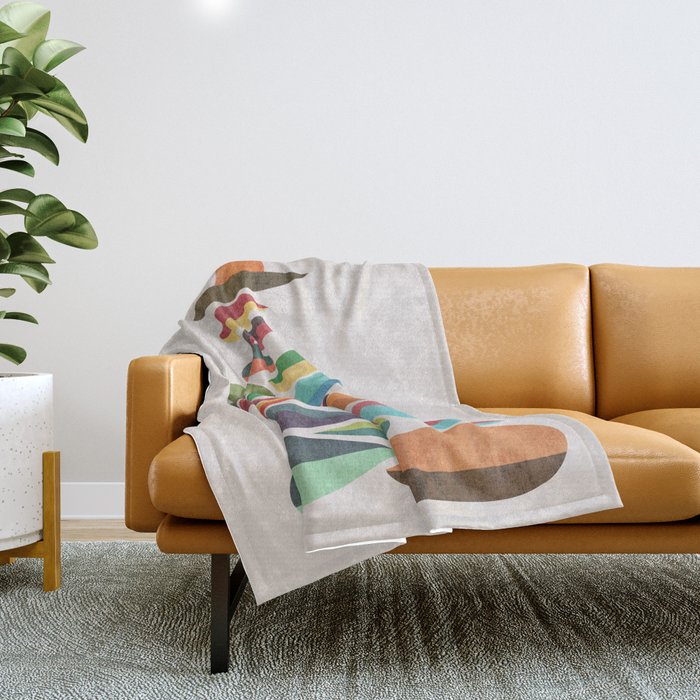 Bird Nesting On Top Of Pebbles Hill Throw Blanket