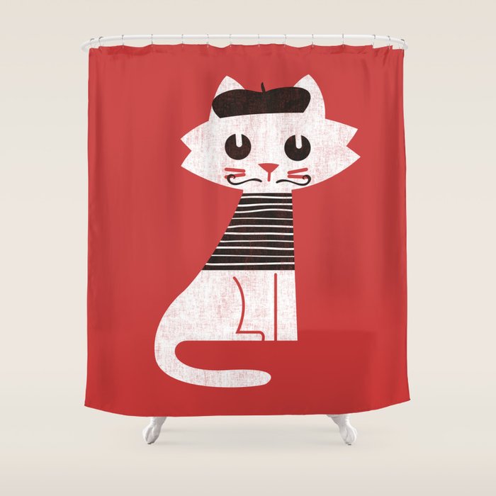 Mark The Cat Goes To Paris Shower Curtain