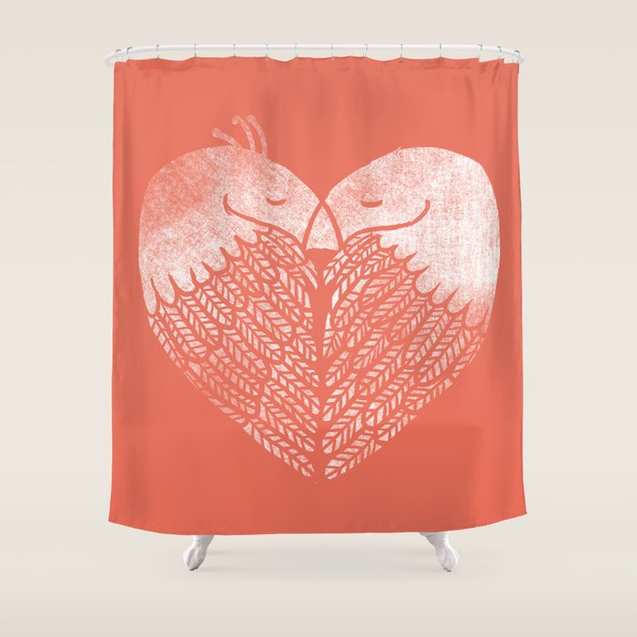 Love Birds Sitting On A Tree Shower Curtain