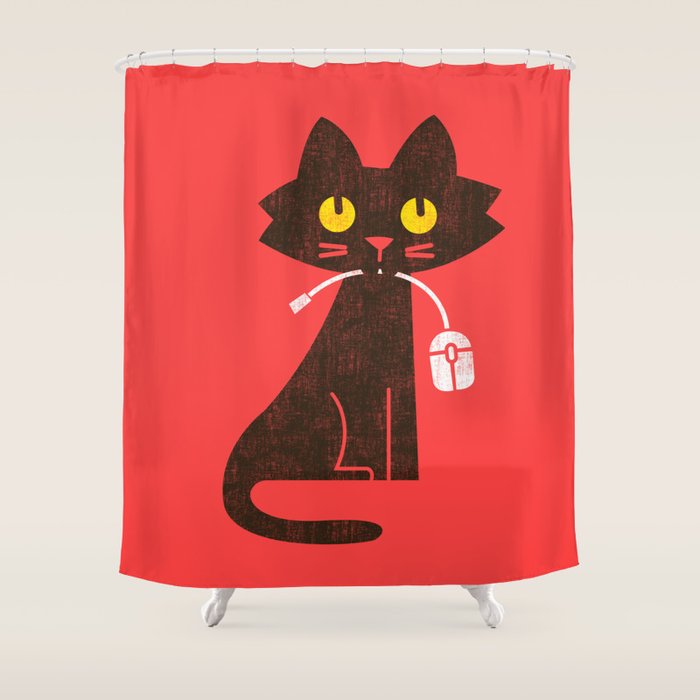 Fitz - Hungry Hungry Cat (And Unfortunate Mouse) Shower Curtain